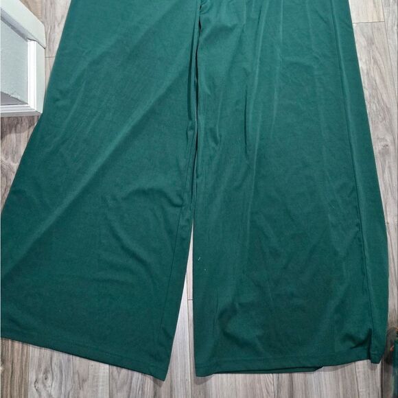Green  Loose Wide Leg Spaghetti Strap Long Romper Jumpsuit Size XL - Picture 5 of 11